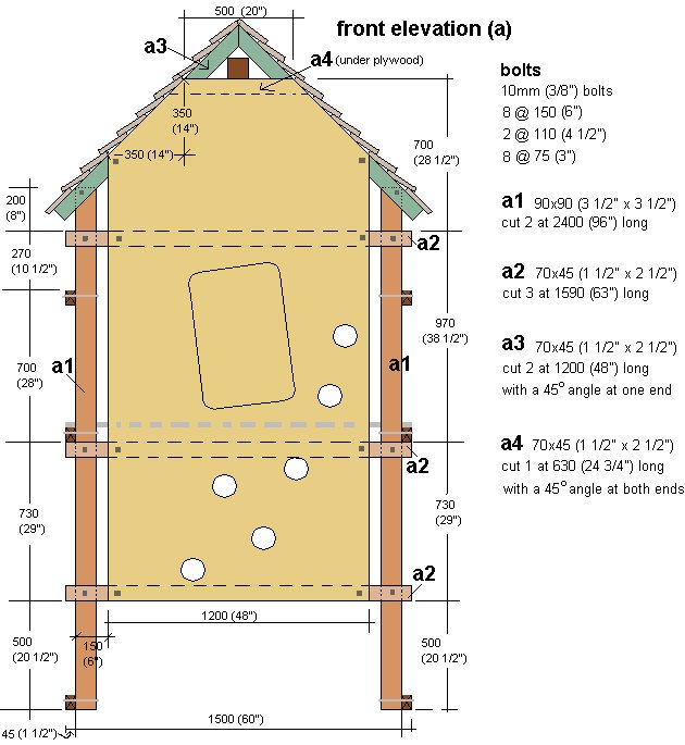 Kid's Play Fort Plan : Front Elevation