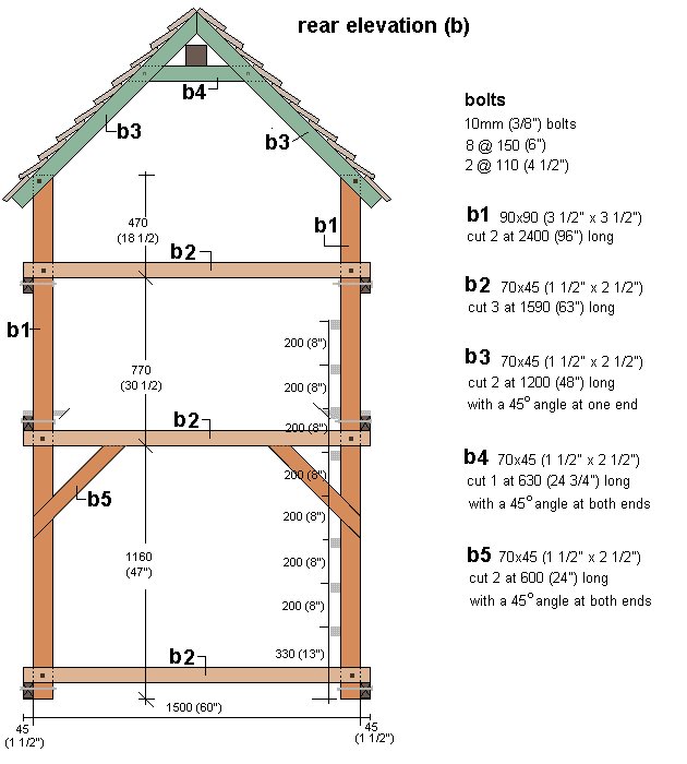 Kid's Play Fort Plan : Rear Elevation