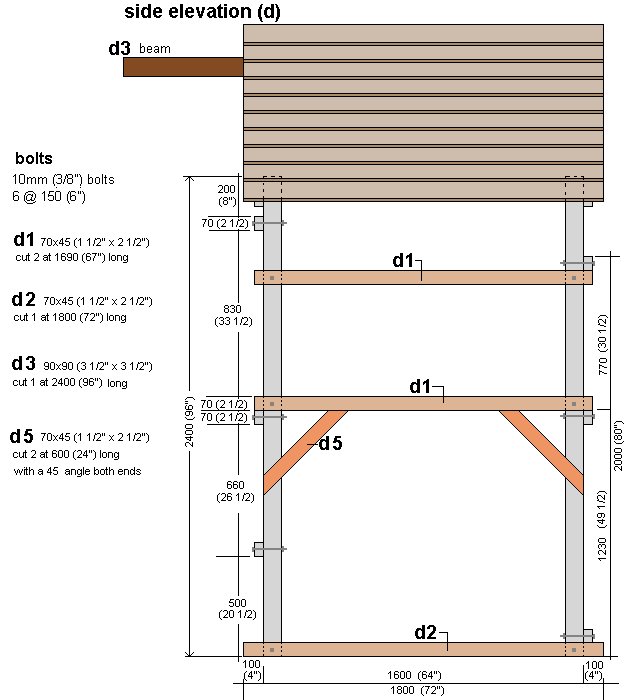 Kid's Play Fort Plan : Right Side Elevation