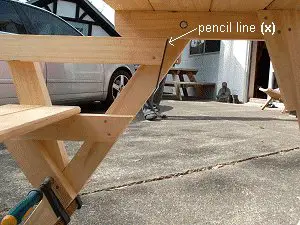 Compact Folding Picnic Table : Armrest Frames View from Underneath