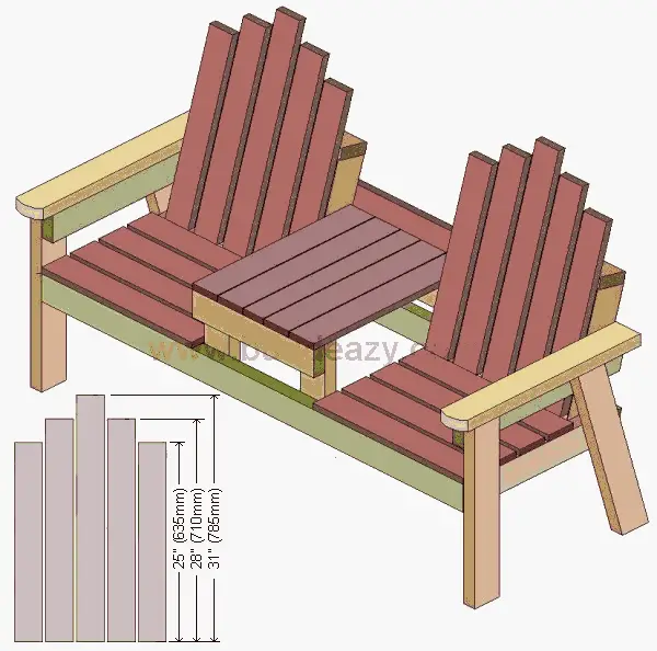 Buildeazy how to build a 2 seater bench with a center table
