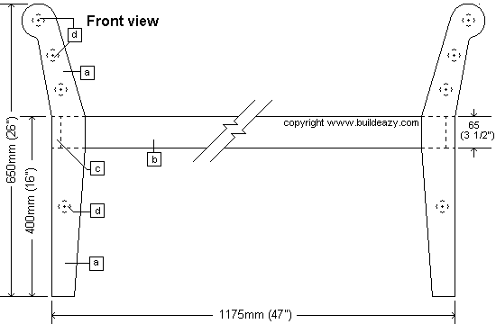 front view plans of a hall bench