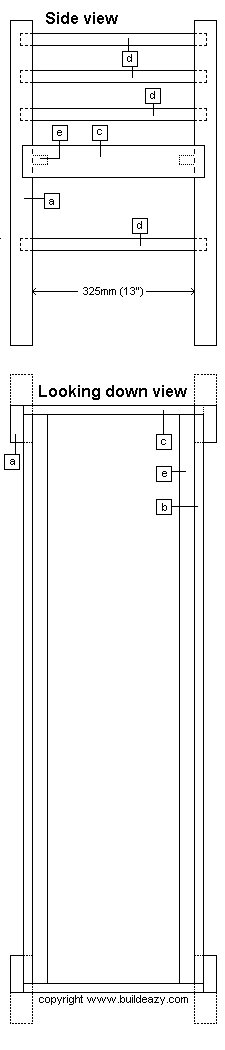 side and top view plans of a bed end bench